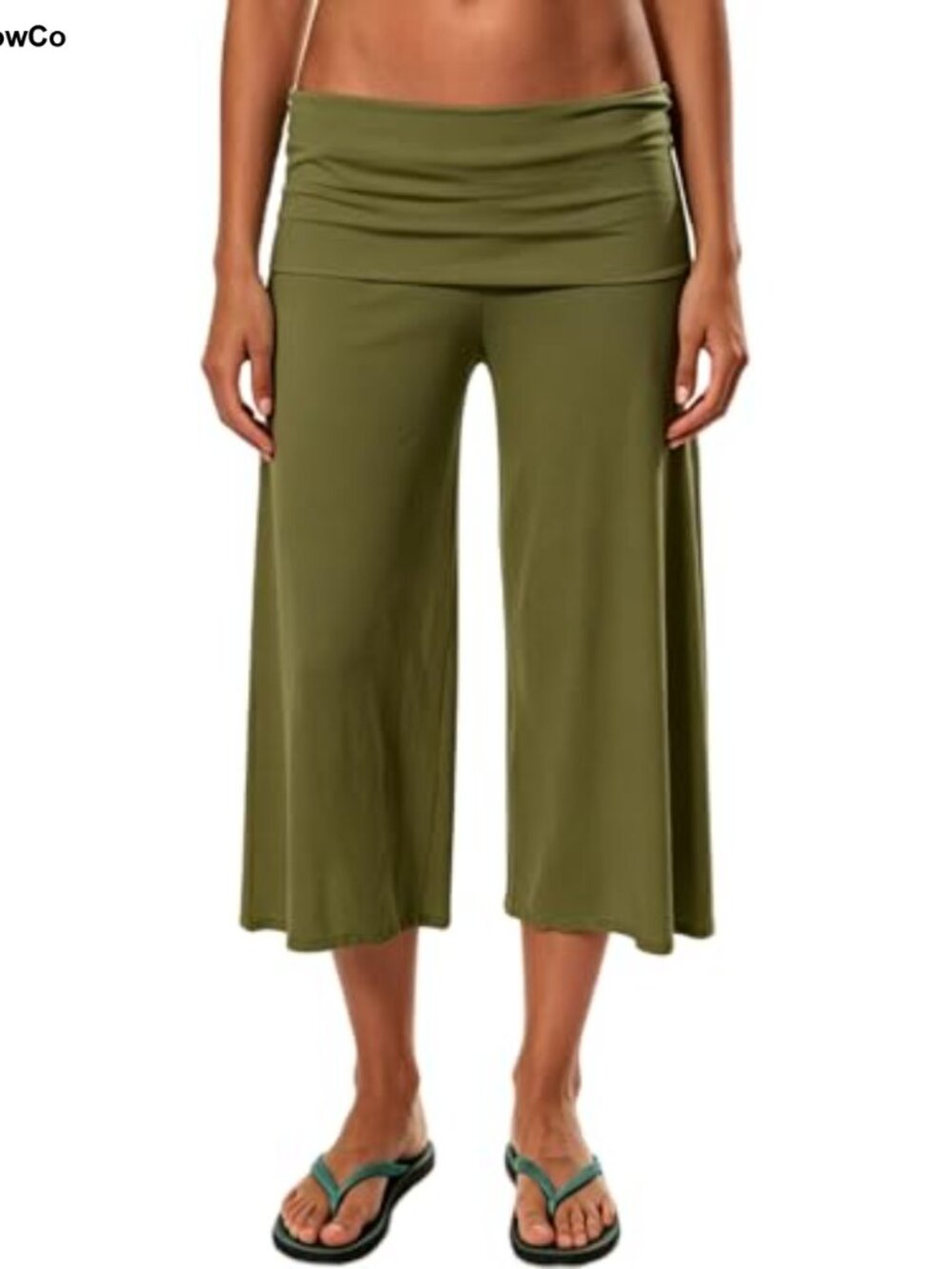 Fold Over Wide Leg Capri Pants for Women Y2K Gaucho Dance